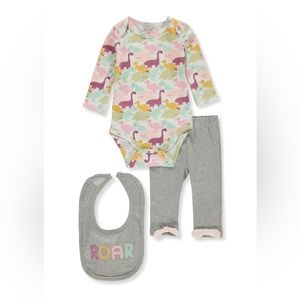 Land of Wishes Baby👶🏽Girls'👧🏻3Pc Dinosaurs🦕Set Outfit gray/multi Sz 3-6M